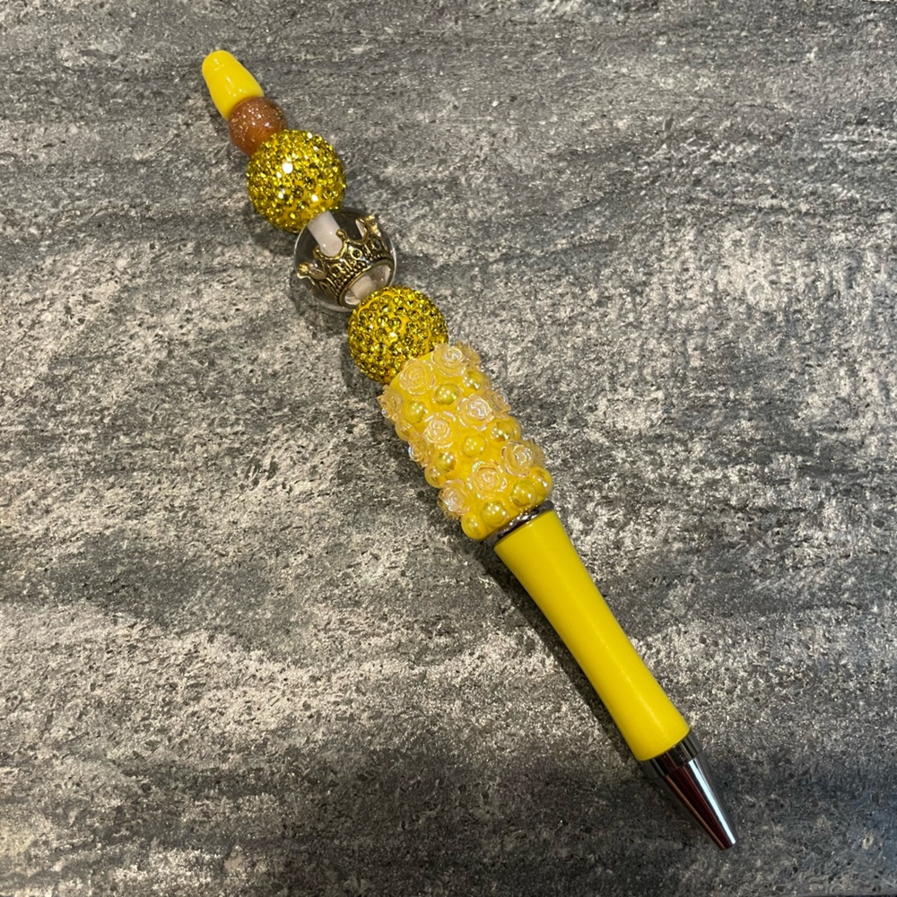 Handmade Beadable Yellow Pen